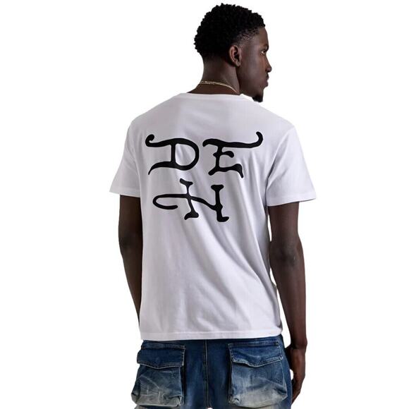 Ed Hardy Men's T-Shirt Rhinestone Pierced Eagle Short Sleeve White Tee - Picture 5 of 6